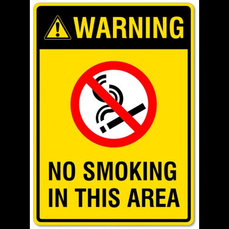 Warning no smoking in this area